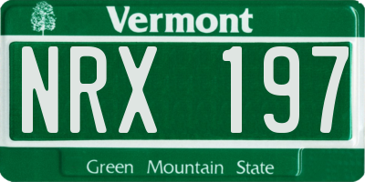 VT license plate NRX197