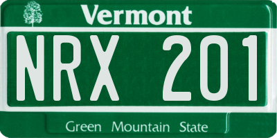 VT license plate NRX201