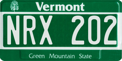 VT license plate NRX202