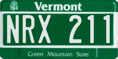 VT license plate NRX211