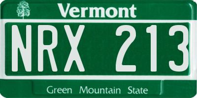 VT license plate NRX213