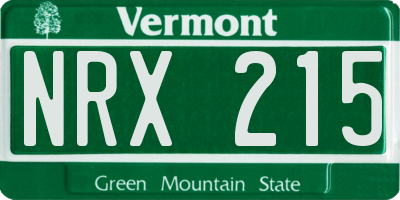 VT license plate NRX215