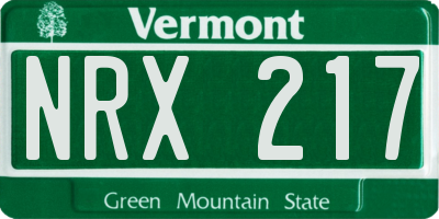 VT license plate NRX217