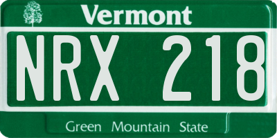 VT license plate NRX218