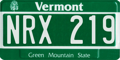VT license plate NRX219