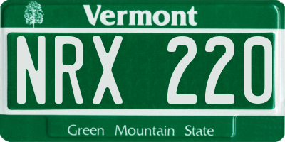 VT license plate NRX220