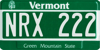 VT license plate NRX222