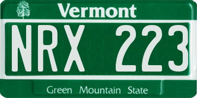 VT license plate NRX223