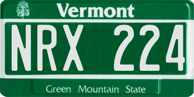 VT license plate NRX224