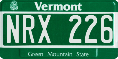VT license plate NRX226