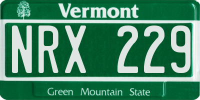 VT license plate NRX229