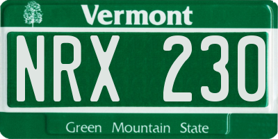VT license plate NRX230