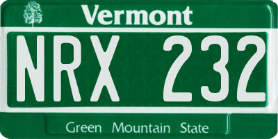 VT license plate NRX232