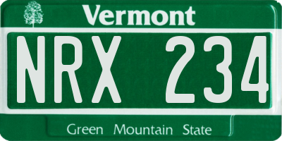 VT license plate NRX234