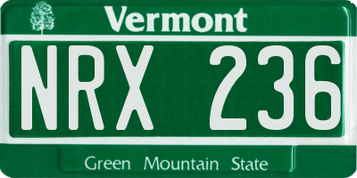 VT license plate NRX236