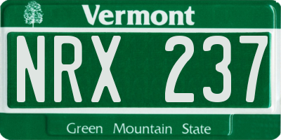VT license plate NRX237