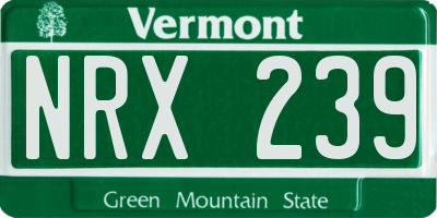 VT license plate NRX239