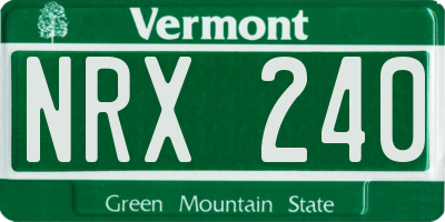 VT license plate NRX240