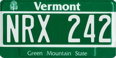 VT license plate NRX242