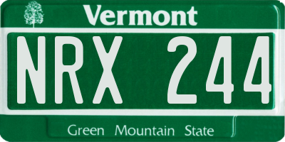 VT license plate NRX244