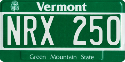 VT license plate NRX250