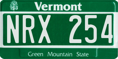 VT license plate NRX254