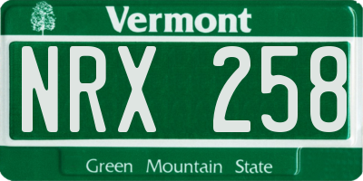 VT license plate NRX258