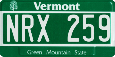 VT license plate NRX259