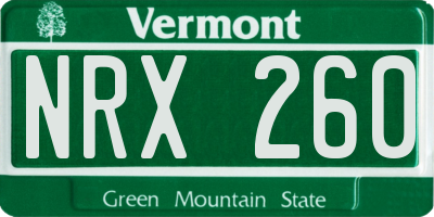 VT license plate NRX260