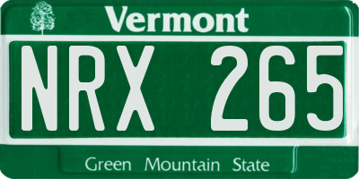 VT license plate NRX265
