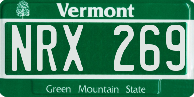 VT license plate NRX269
