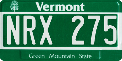 VT license plate NRX275