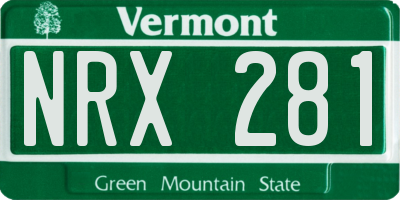 VT license plate NRX281