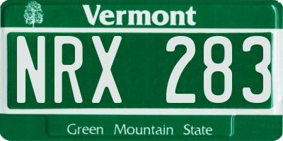 VT license plate NRX283