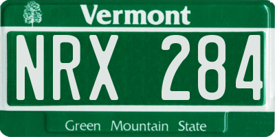 VT license plate NRX284