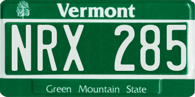 VT license plate NRX285