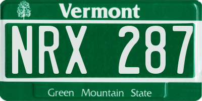 VT license plate NRX287