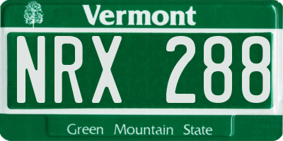 VT license plate NRX288