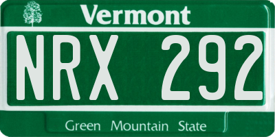 VT license plate NRX292