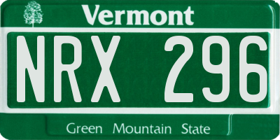 VT license plate NRX296
