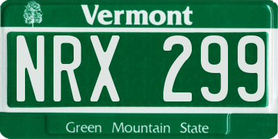 VT license plate NRX299