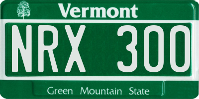 VT license plate NRX300
