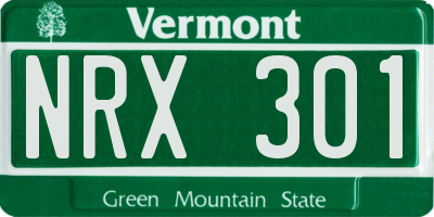 VT license plate NRX301