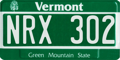 VT license plate NRX302