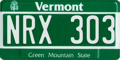 VT license plate NRX303