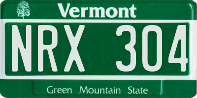 VT license plate NRX304