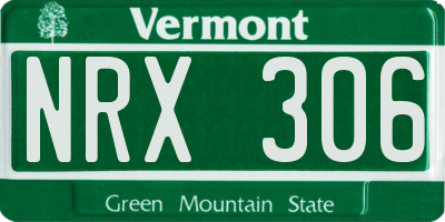 VT license plate NRX306