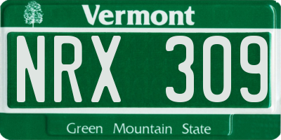 VT license plate NRX309