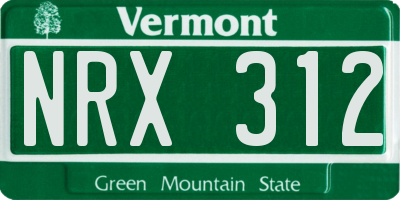 VT license plate NRX312