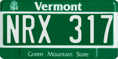 VT license plate NRX317